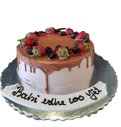 Fruits and chocolate cake