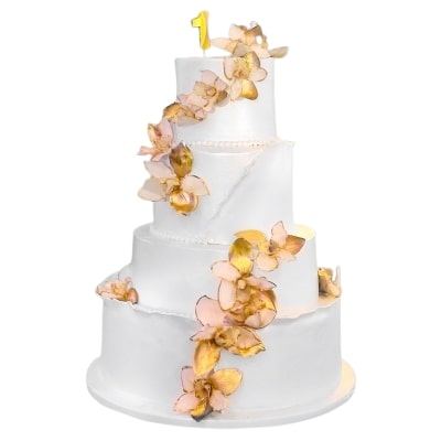 Wedding cake with flowers