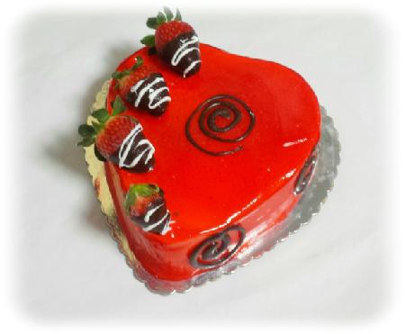 Strawberry heart shaped cake
