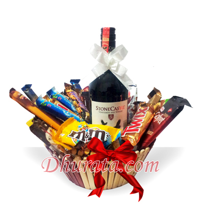 Chocolate and wine basket