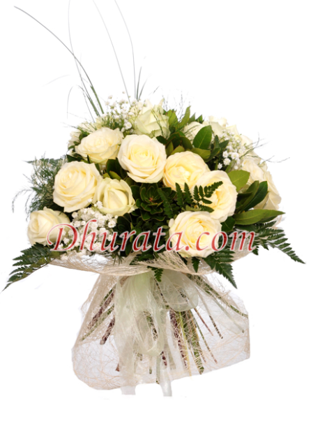 Bouquet of 15 white roses