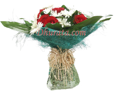 Bouquet of roses and gerberas