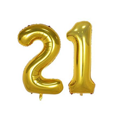 Gold Number Balloons